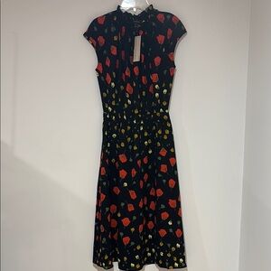 Banana Republic Floral Print Black Dress SP NWT
